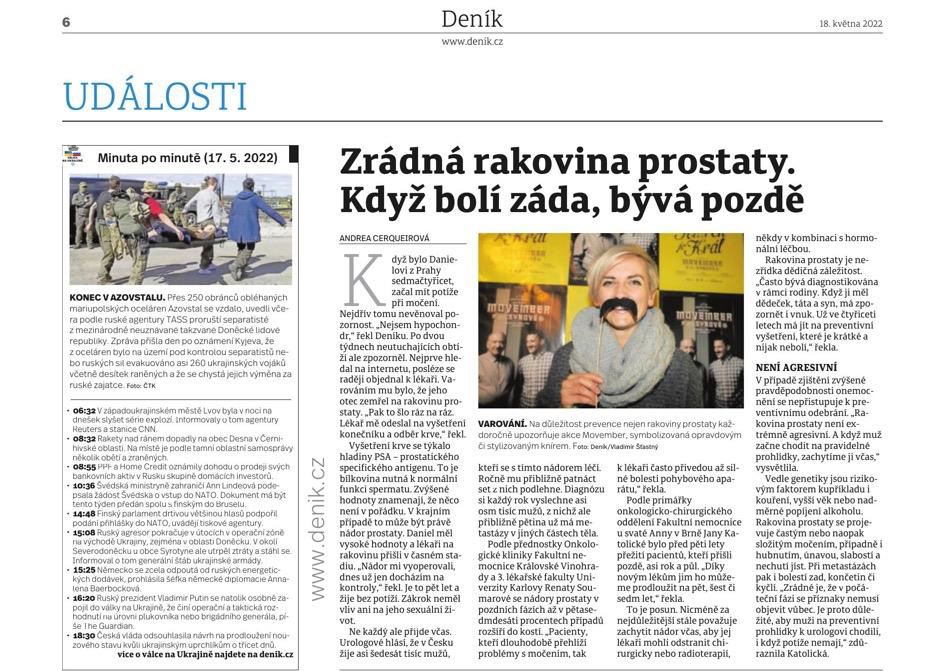 denik Zrádná rakovina prostaty. Když bolí záda, bývá pozdě